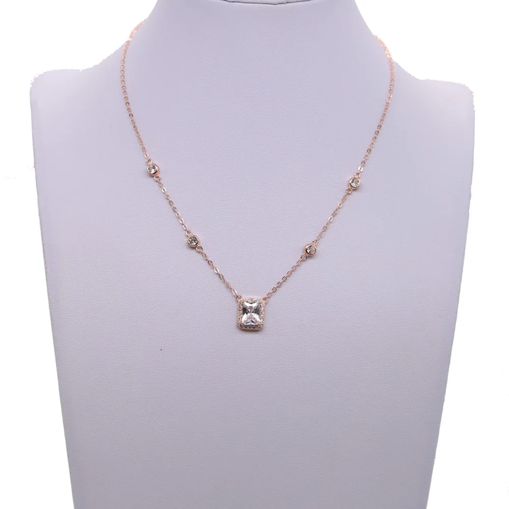 Розовое золото Цвет квадрат Искрящийся Кубический Цирконий Серебро 925 пробы cz