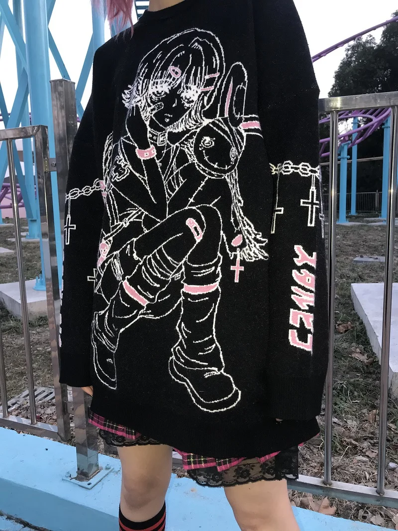 Женский вязаный свитер в стиле Харадзюку | Женская одежда