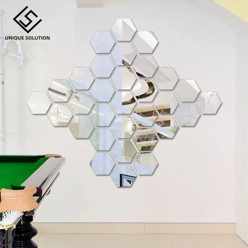 10pcs Geometric Hexagon Mirror Wall Sticker DIY Home Decor Enlarge Living Room Removable Safety 5 sizes Creative stickers | Компьютеры и