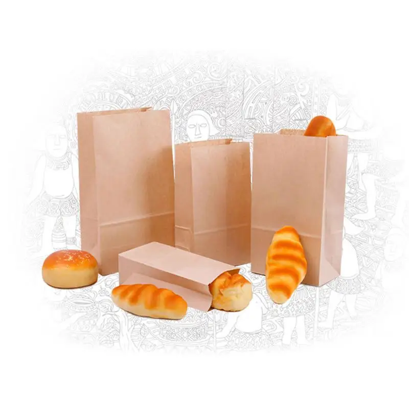 30pcs Brown Kraft Paper Bags For Gifts With Handles Bakery Candy Treat Sacks Breakfast Bag Food Stickers | Дом и сад