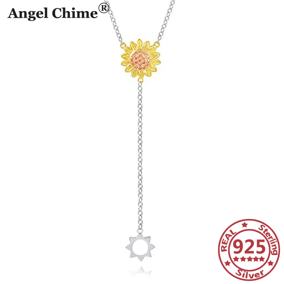 

Angel Chime 925 Sterling Silver Sunflower Pendant Necklaces Silver Chain Necklaces Graduation Gifts Girl's Gifts Woman's Jewelry