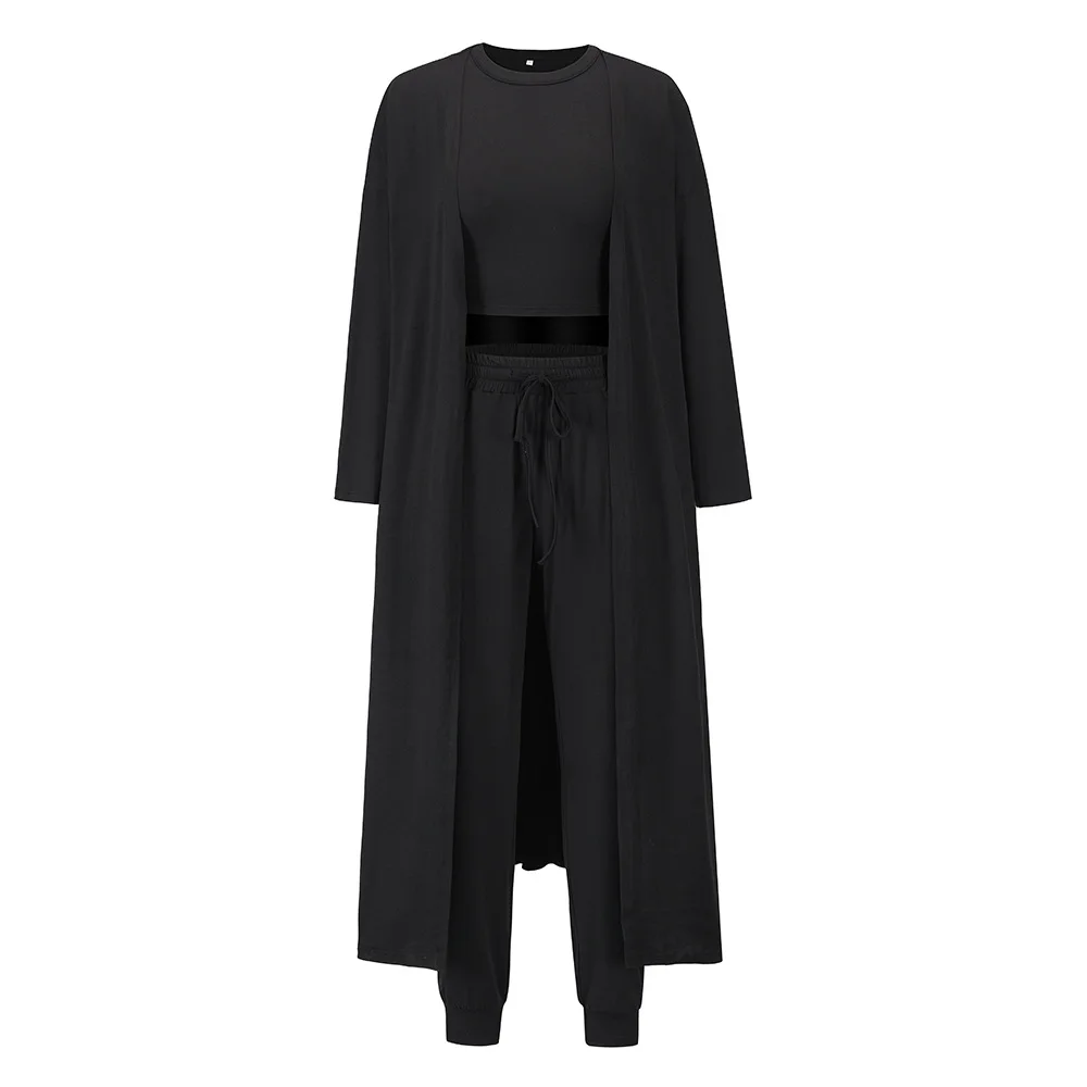 

2021 autumn and winter new fashion knitted three sets women's knitted slim fit temperament vest pants sports suit women fashion