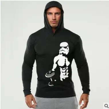 

Cross border product men's fitness exercise muscle dumbbells printed cap cotton long-sleeve new style