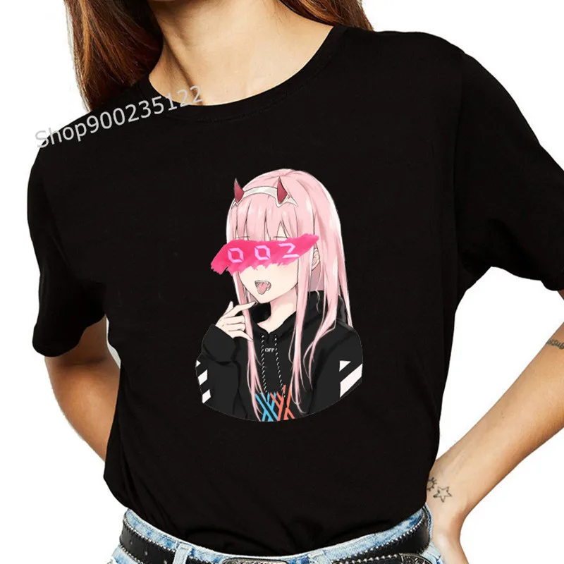 Женская футболка с принтом Darling in the Franxx изображением аниме Harajuku Zero TWO летняя