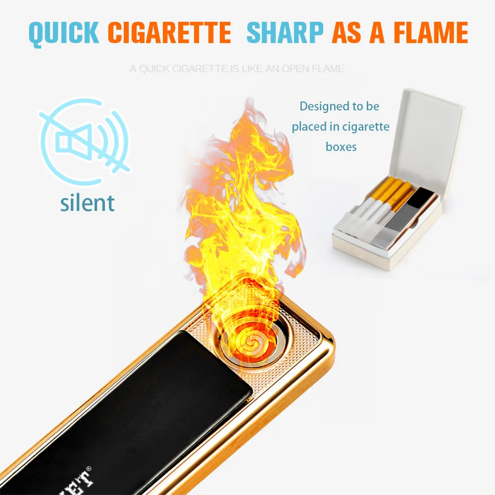 

HORNET Push-Pull Induction Rechargeable USB Lighter Flameless Windproof Lighter Creative Metal Double-Sided Cigarette Lighters