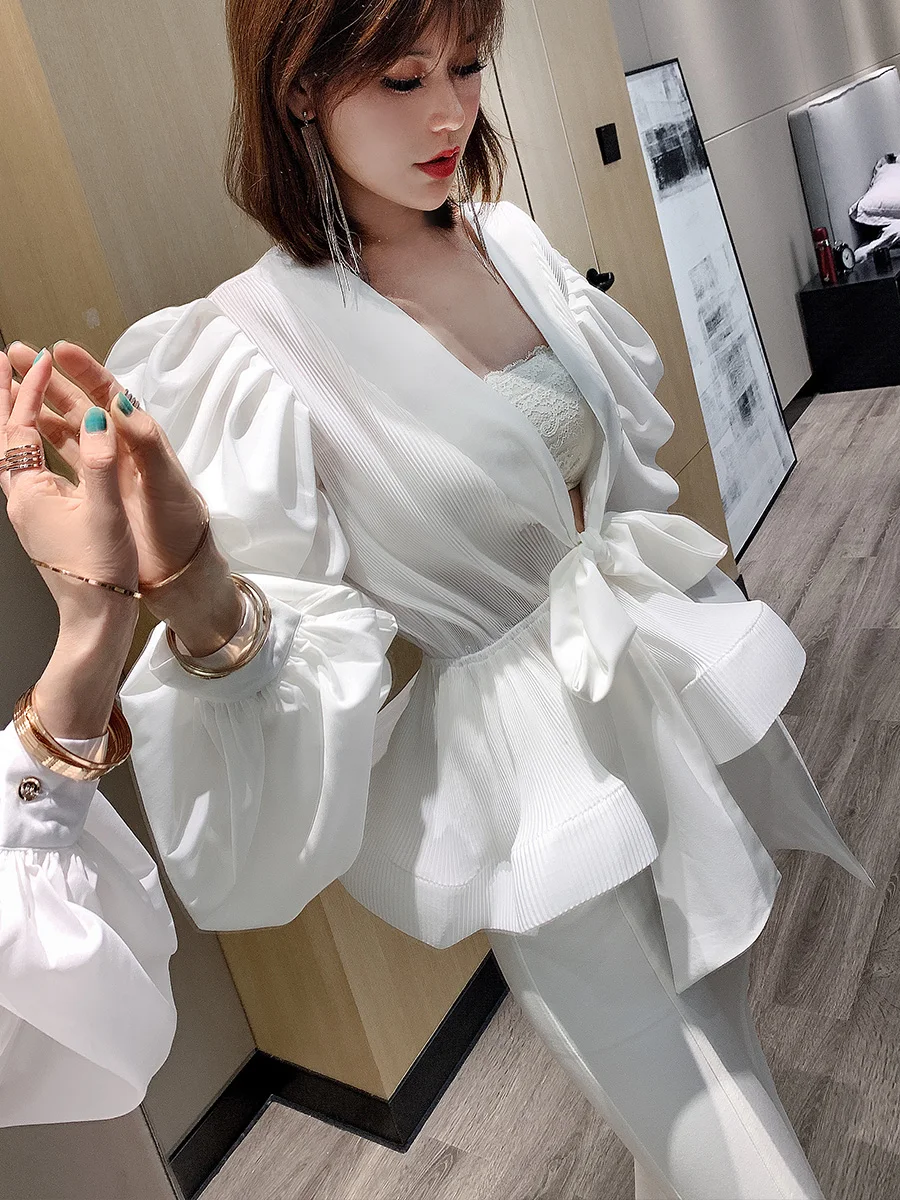 WHITNEY WANG блузки 2020 Весенняя модная Уличная Сексуальная блуза с глубоким v образным