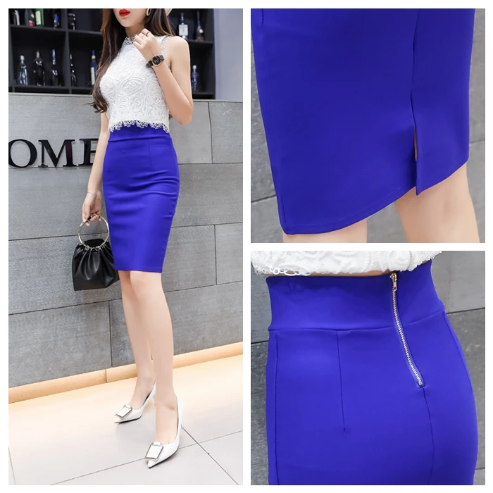 Эластичная юбка карандаш с завышенной талией Женская лето 2020 Офисная Юбка До