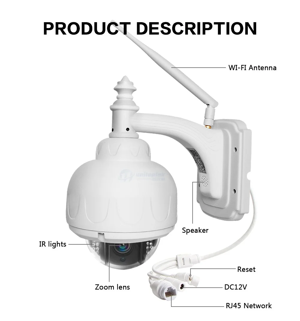 Full HD 1080P 2MP PTZ Беспроводная скоростная купольная ip-камера, Wifi, уличная безопасность, CCTV 2,7-13,5 мм, автофокус, 5X зум, SD карта, ONVIF P2P