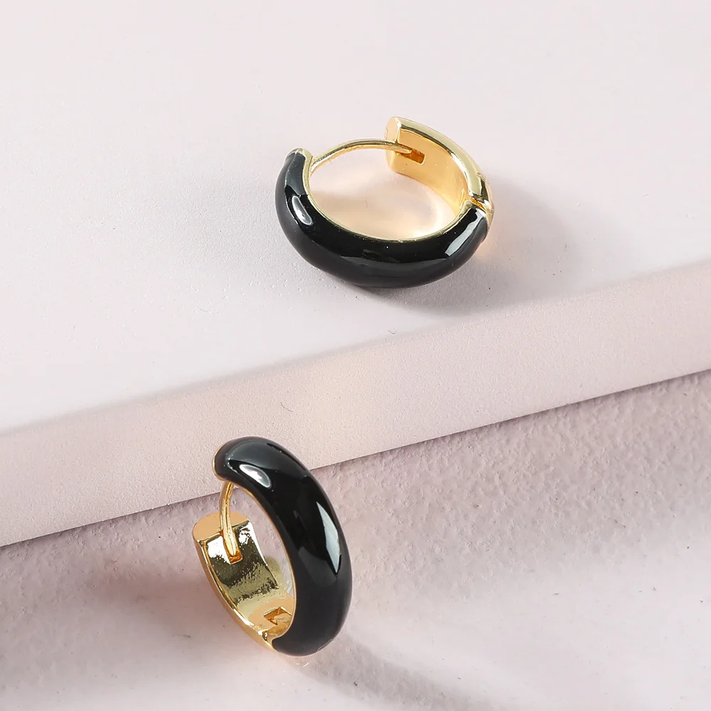 Модные ювелирные изделия золотого цвета медные мини-эмалированные серьги-кольца