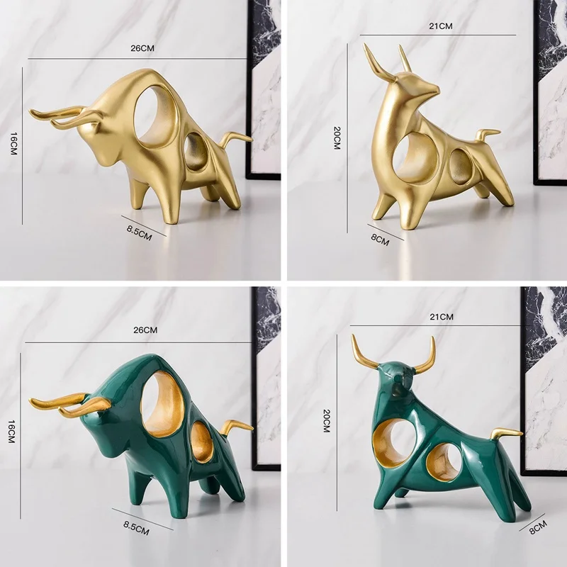 

Bull Sculpture Cattle Statue Ox Home Decor Living Room Tabletop Cabinet Ornament Desktop Crafts Abstract Animal Figurine
