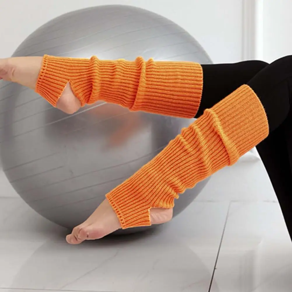 

1 Pair Knitted Leg Socks Chic Solid Color High Density Blow Knee Knitted Leg Socks for Outdoor Leg Warmers Leg Socks