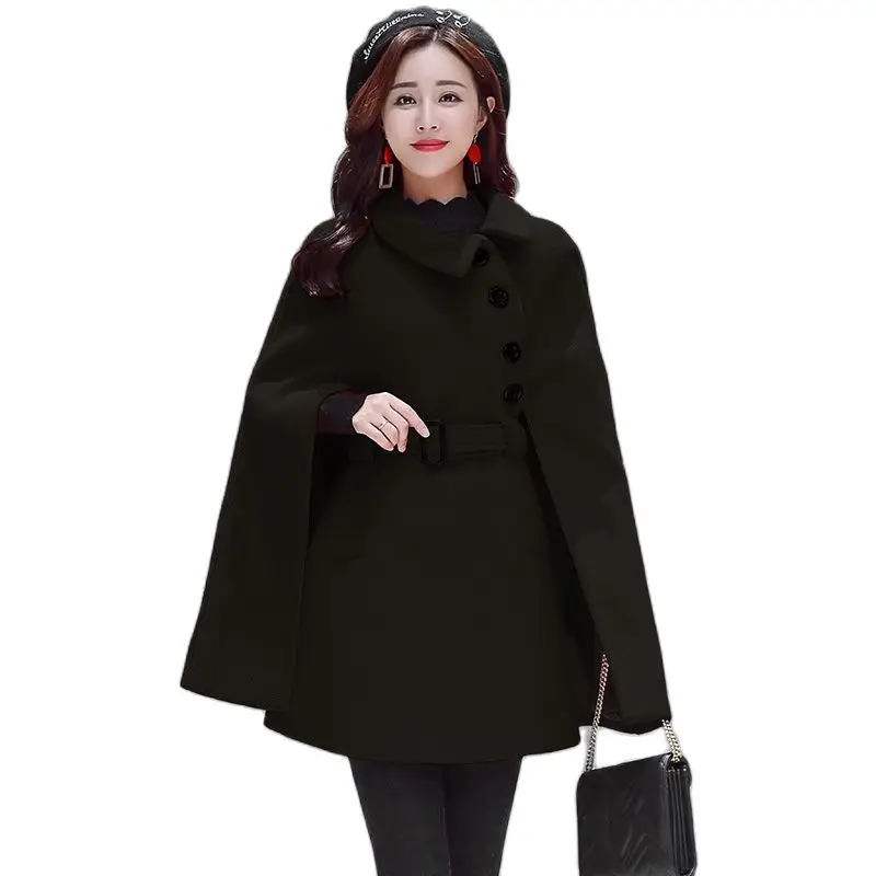 

2021women's woolen cape coat woolen shawl coat ponchos and capes poncho sweater halloween cape womens coats and capes red cloak