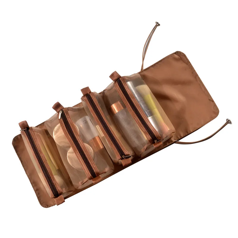 

4PCS in 1 Cosmetic Bag For Women Zipper Mesh Separable Cosmetics Pouch Ladies Foldable Nylon Bag Rope Makeup Bag Kosmetyczka
