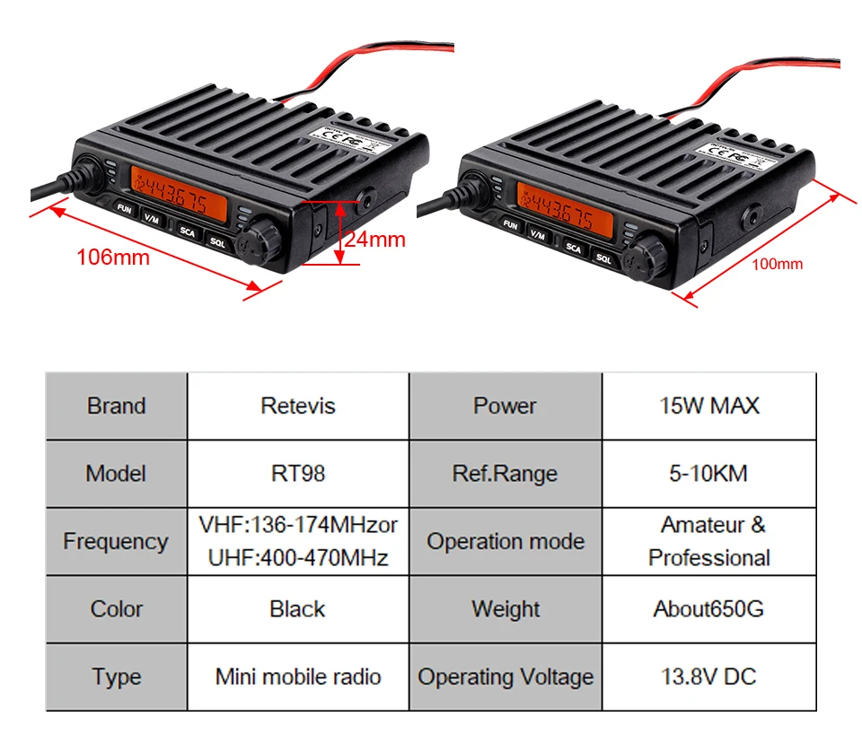 car walkie talkie radio station retevis rt98 vhf or uhf 15w car mobile radio car two way radio ham radio transceiver truckers free global shipping