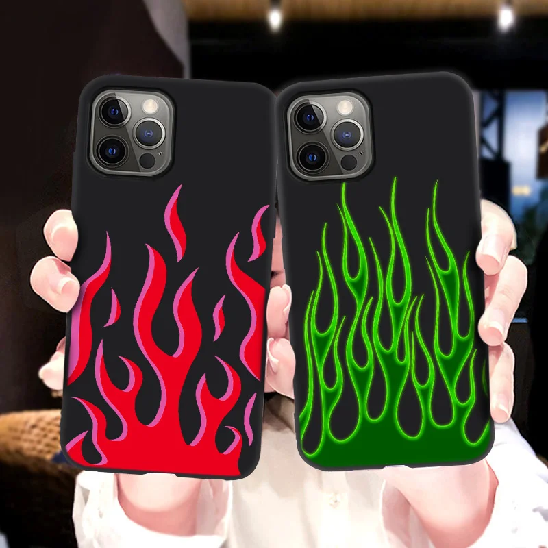 Чехол для iPhone 11 12 Pro Max 13 с рисунком огня чехол Mini 7 8 Plus XR X XS SE 2020 6 5 | Мобильные