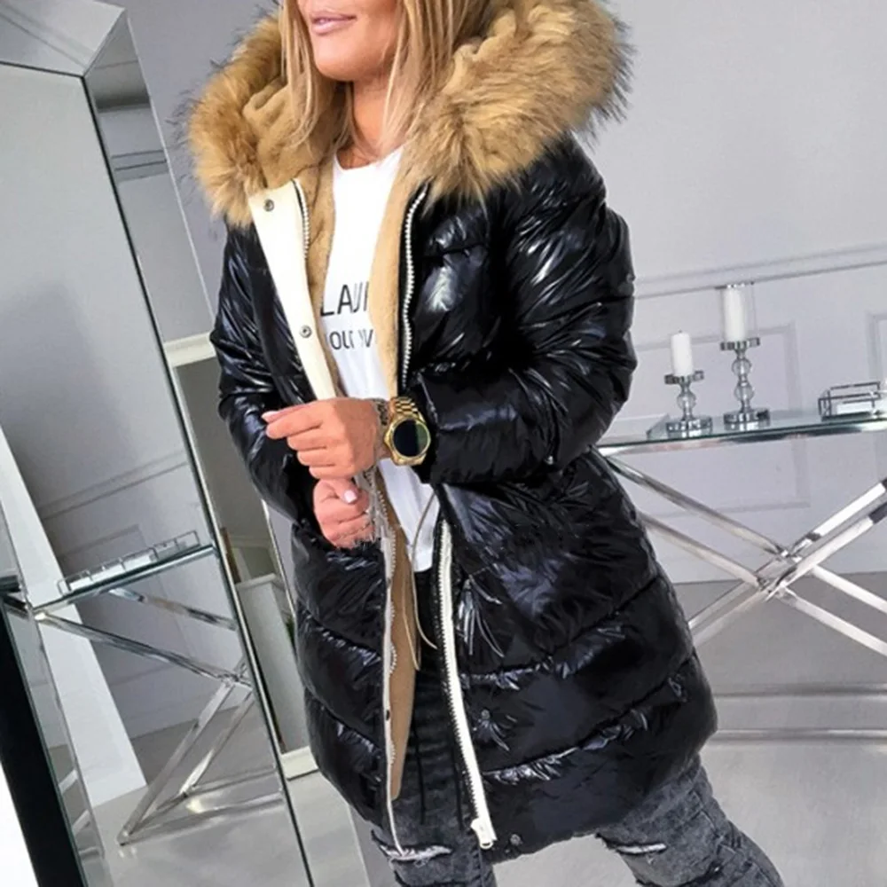 Пуховик с хлопковой подкладкой Женское зимнее пальто теплое XXXL размера плюс