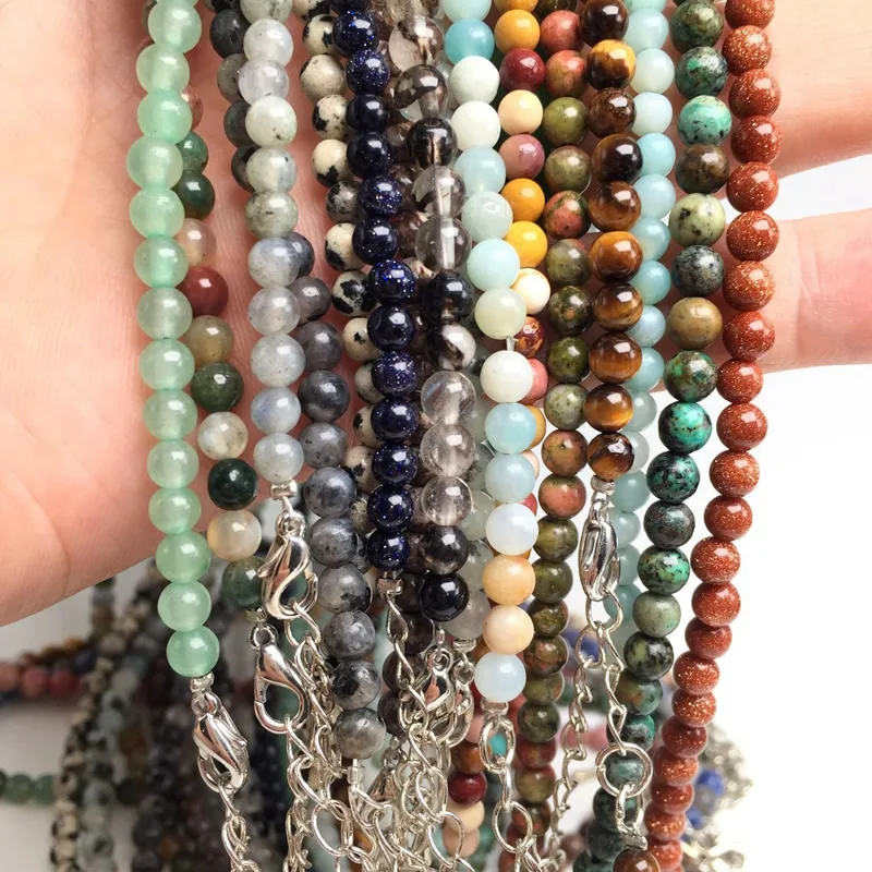 4 мм тигровый глаз Лабрадорит кальдалит индийский агат Круглые бусины ожерелье