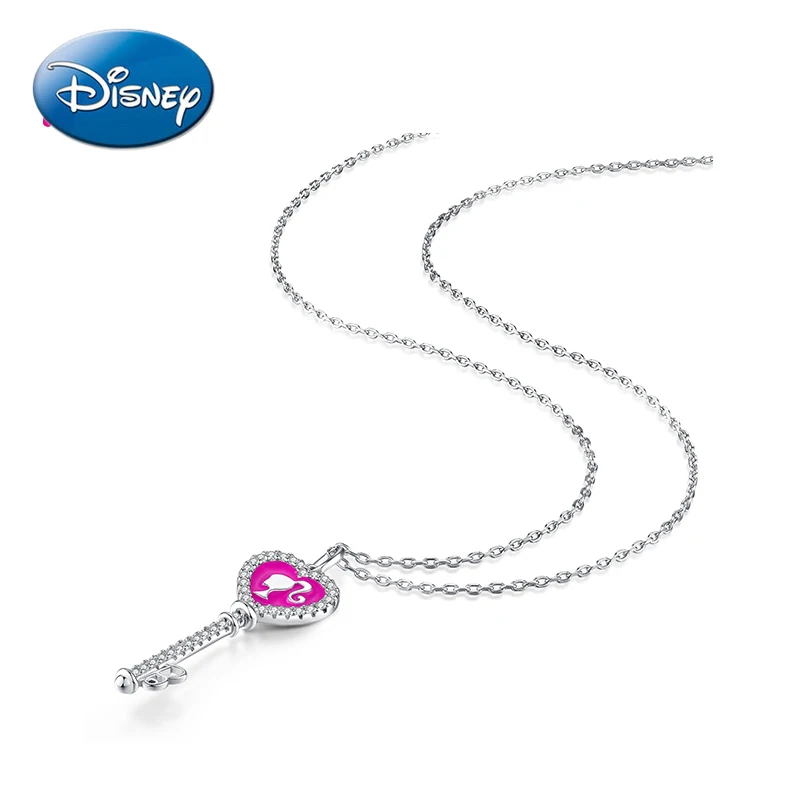 Disney Princess Lady Necklace Key Love Series Exquisite Necklace 925 Silver Necklace Pendant Birthday Gift