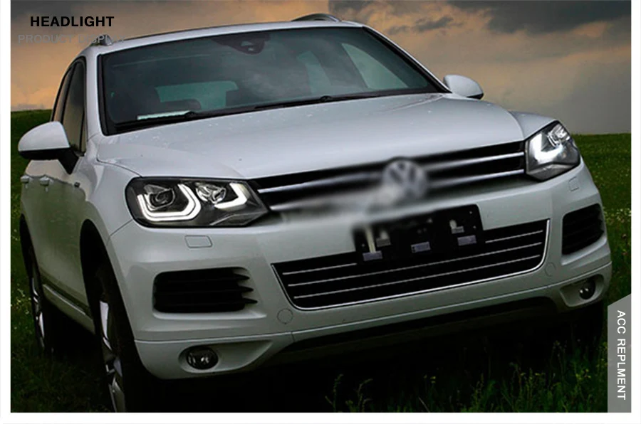 2 шт. светодиодный фары для VW Touareg 2011- светодиодный автомобильный фонарь ангельские глазки ксенон HID комплект Противотуманные фары светодиодный дневные ходовые огни