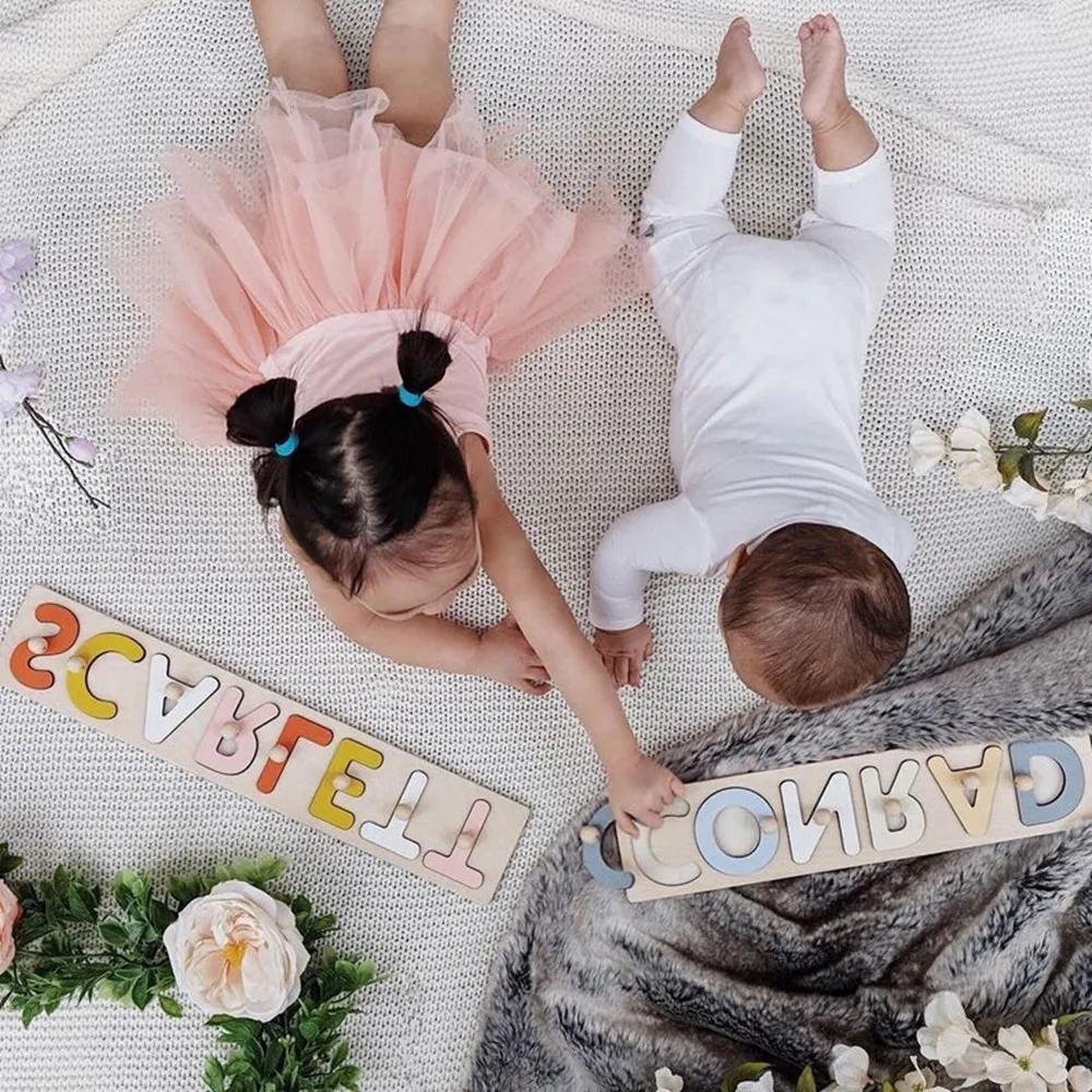 Персонализированная деревянная головоломка с именем + бабочка элементы