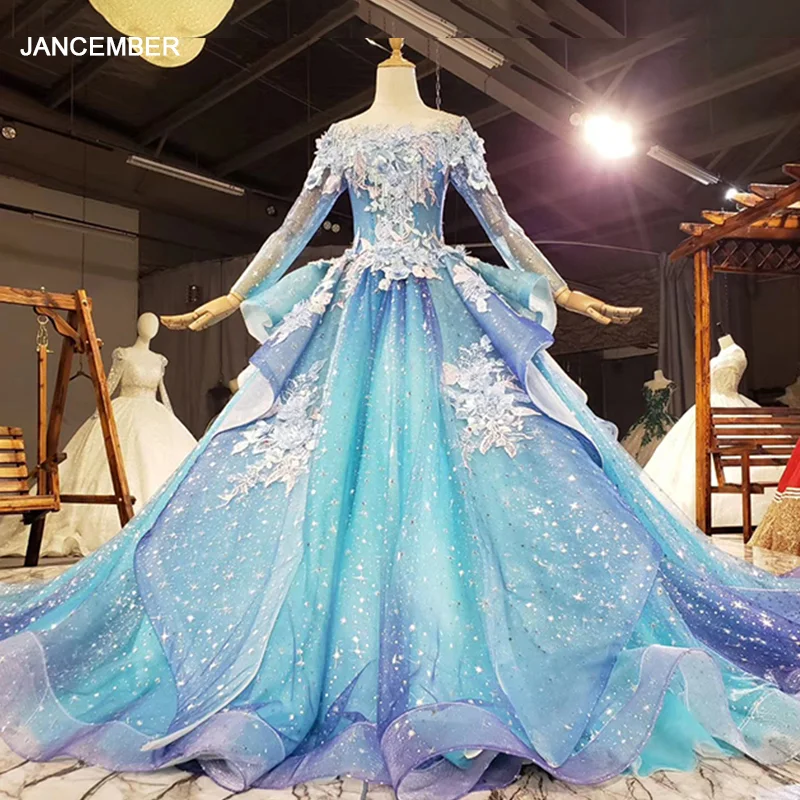 HTL1746 роскошное привлекательное голубое и фиолетовое кружевное вечернее платье с