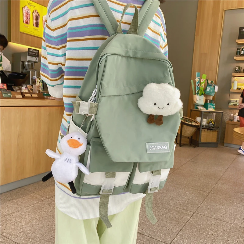 Холщовая школьная сумка для девочек-подростков, нейлоновые водонепроницаемые сумки на плечо для школьников