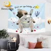 BlessLiving Pug Tapestry Lovely Bulldog Wall Hanging Cartoon Cute Paws Kids Wall Carpet for Living Room Decoration Dropshipping 1