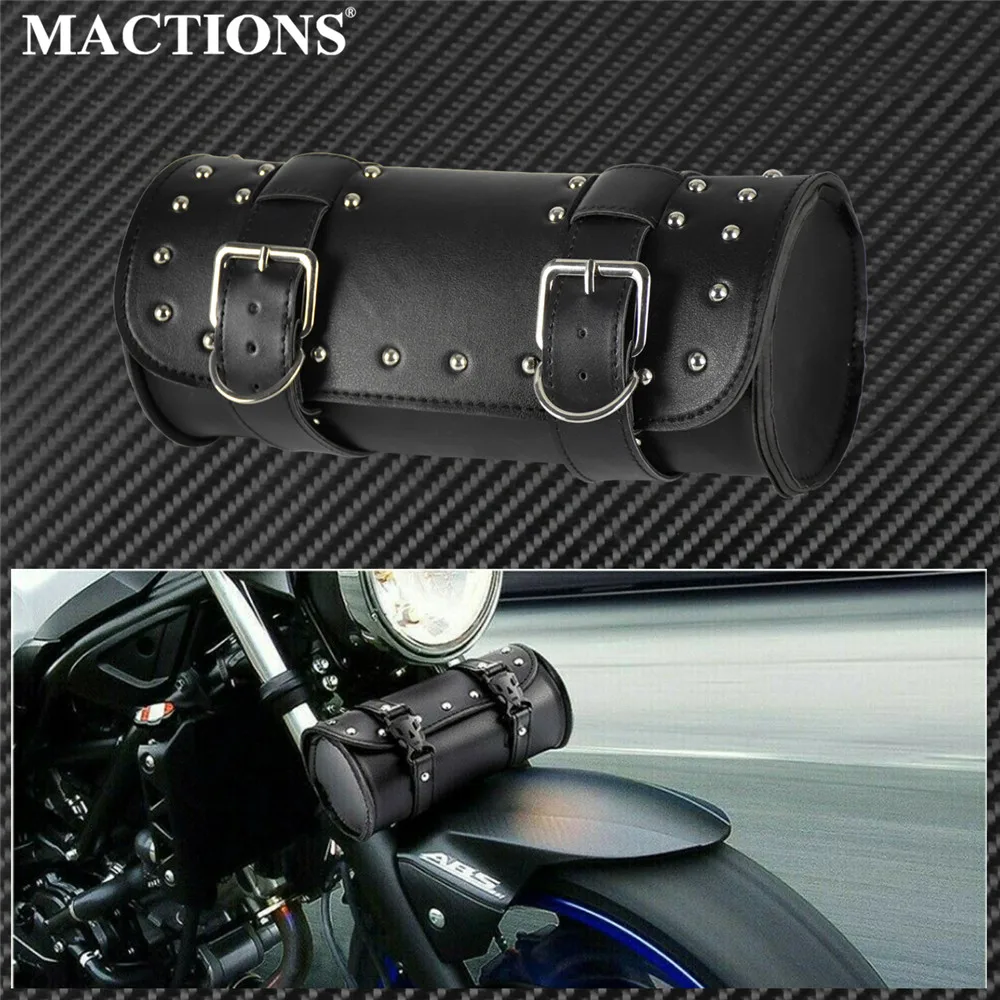 Motorcycle Fork Tool Bags Storage Leather Travel Pouch Front Luggage Bag For Harley Sportster XL Touring Softail Dyna Road King