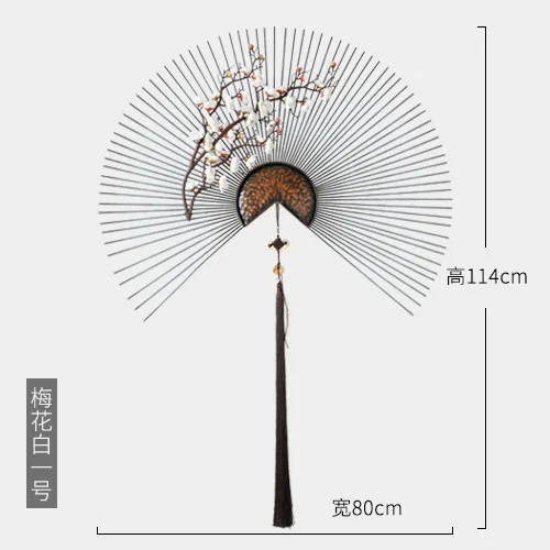 

New Chinese style 3D Iron Fan Wall Decoration pendant Creative sofa background wall hanging Study decoration Home