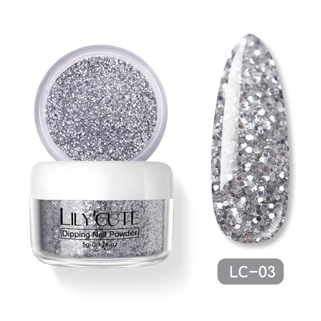 LC 03 LILYCUTE Dipping порошок для ногтей градиентный цвет ногтей Dip порошок для ногтей украшения для ногтей Блеск порошок погружение блестящие украшения - Цвет: LC 03