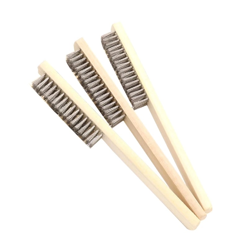 

Wire Brush Set,Detailing Cleaning Wire Scratch Brush, Stainless Steel Bristles with Wood Handle, 3-Pieces/Pack