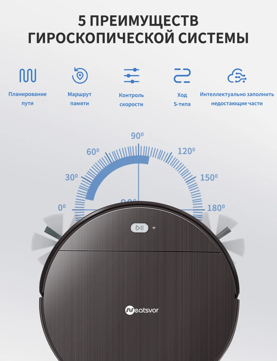 NEATSVOR V392 коричневый робот-пылесос для уборки и влажной уборки пола, приложение для управления картой навигации, планируемый Автоматический робот-зарядка 1800PA