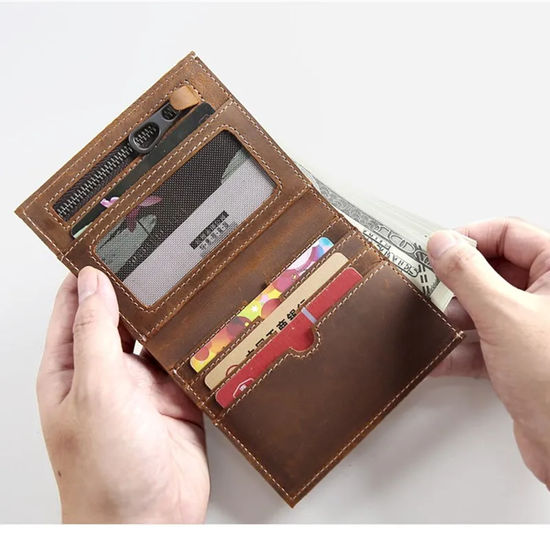 Кошелек LEACOOL из натуральной кожи Женский винтажный короткий кошелек ручной