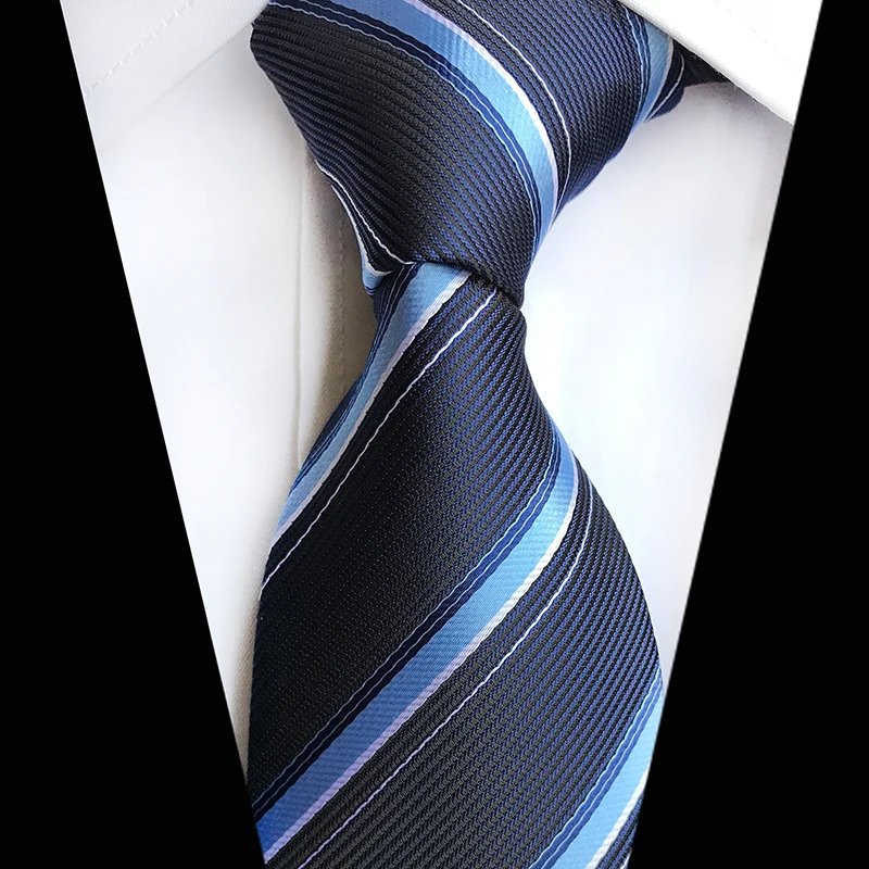Высококачественный Повседневный Шелковый галстук в полоску 8 см синие красные желтые зеленые галстуки
