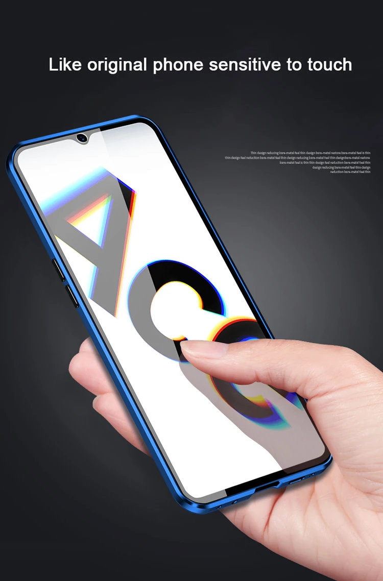 Магнитный металлический чехол для телефона OPPO Reno2 противоударный с полным