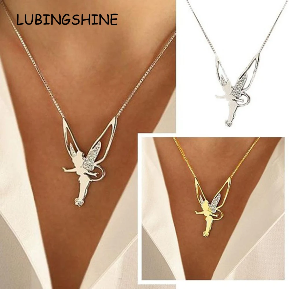 

Fashion Fairy Elf Pendant Necklace Charm Dancer Dangle Necklaces for Women Girl Gift Banquet Party Jewelry Accessories