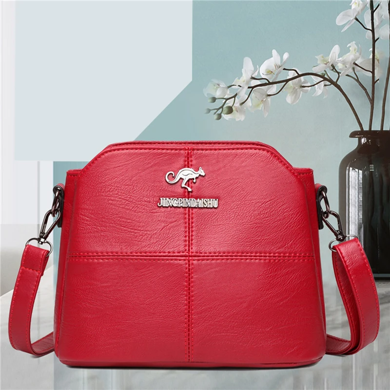 

New Ladies Shoulder Bag Large Capacity Messenger Bag Casual Solid Color PU Leather Messenger Bag For Female