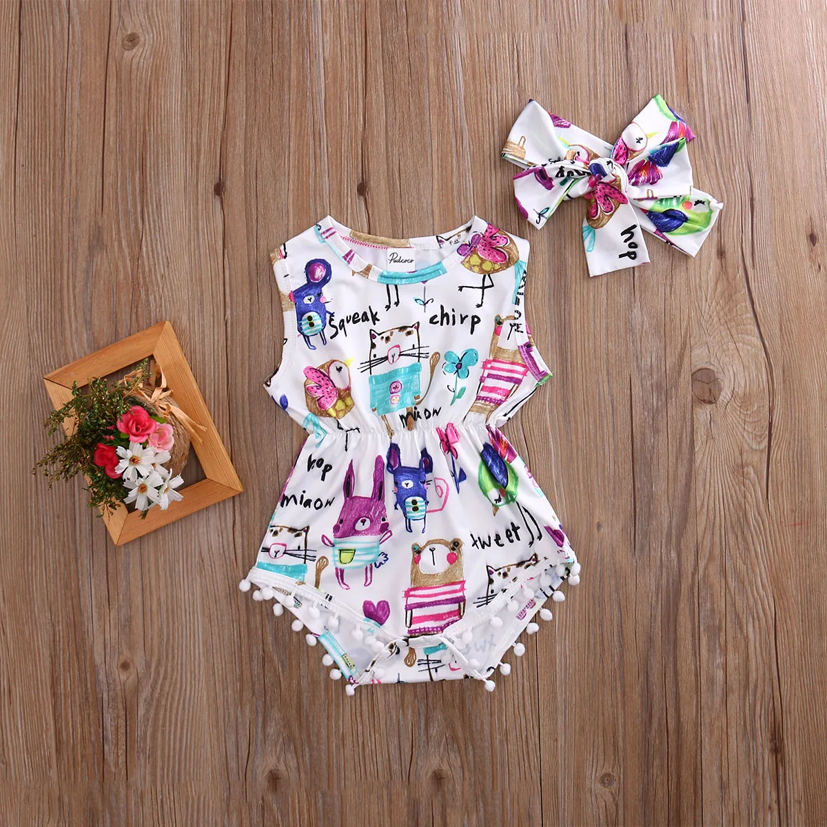 

Baby Summer Floral Romper Clothes Newborn Infant Baby Girl Flower Rompers Jumpsuit Headband Clothes Outfits Sunsuits