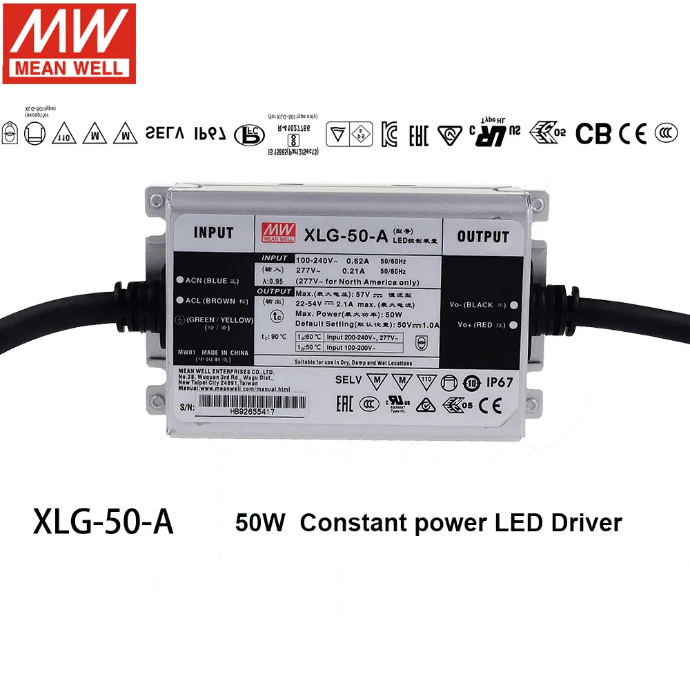 Тайваньская компания Mean well XLG 50 A Вт 22 ~ 54 в 1A Постоянное переключение питания