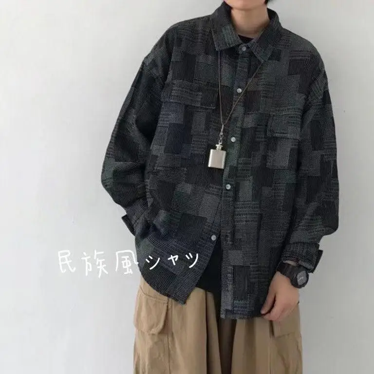 

2021 Spring New Blue Color Shirt Men 's Long-Sleeved Korean Style Trendy Handsome Plaid Shirt Cool Student Couple