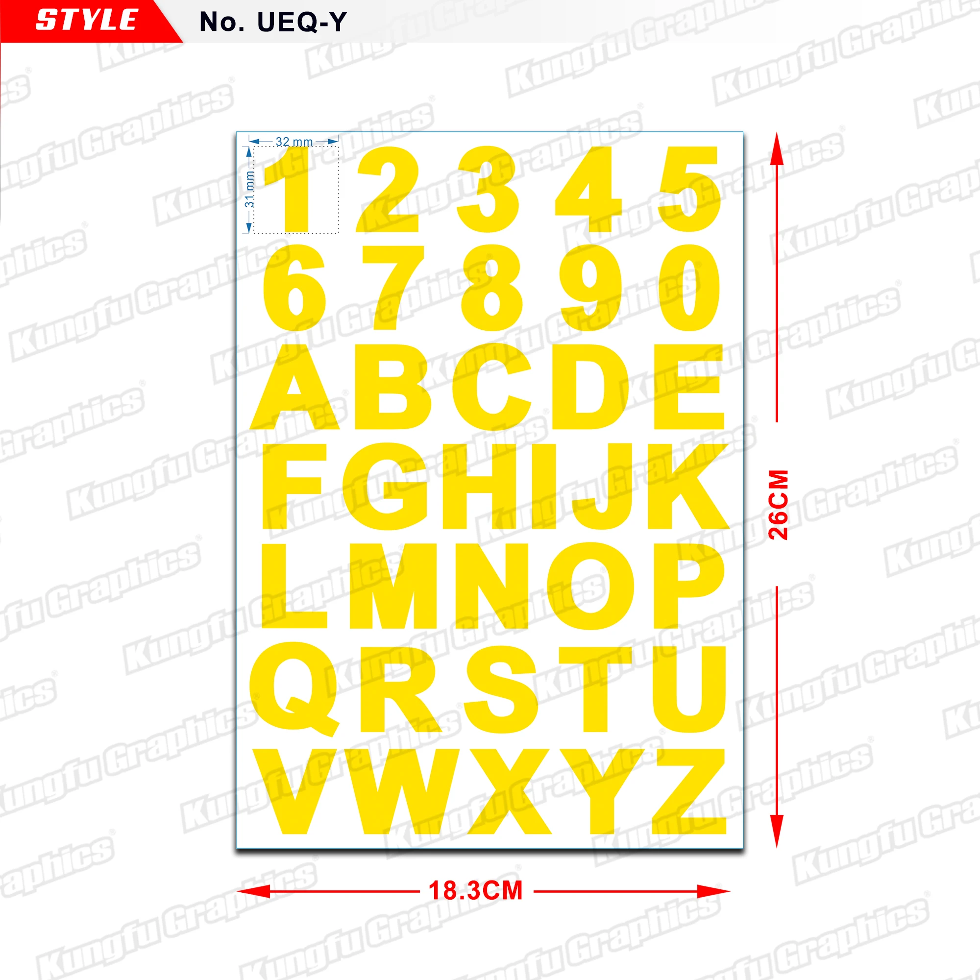 KUNGFU наклейка с цифрами и буквами для мотоцикла велосипеда квадроцикла