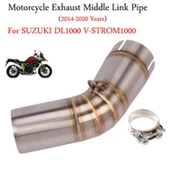 slip on for suzuki dl1000 v strom 1000 2014 2020 motorcycle exhaust escape modified middle link pipe silencer bend tube