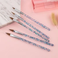 5pcsset nail carving brushes acrylic uv gel nail pen crystal handle gradient manicure nail extension diy art tool flower painti