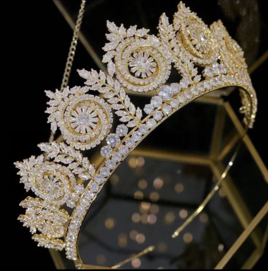 

High Quality Bridal Crown Gold Wedding Hair Accessories Bride Crown Rhinestones Hair Tiaras Crown