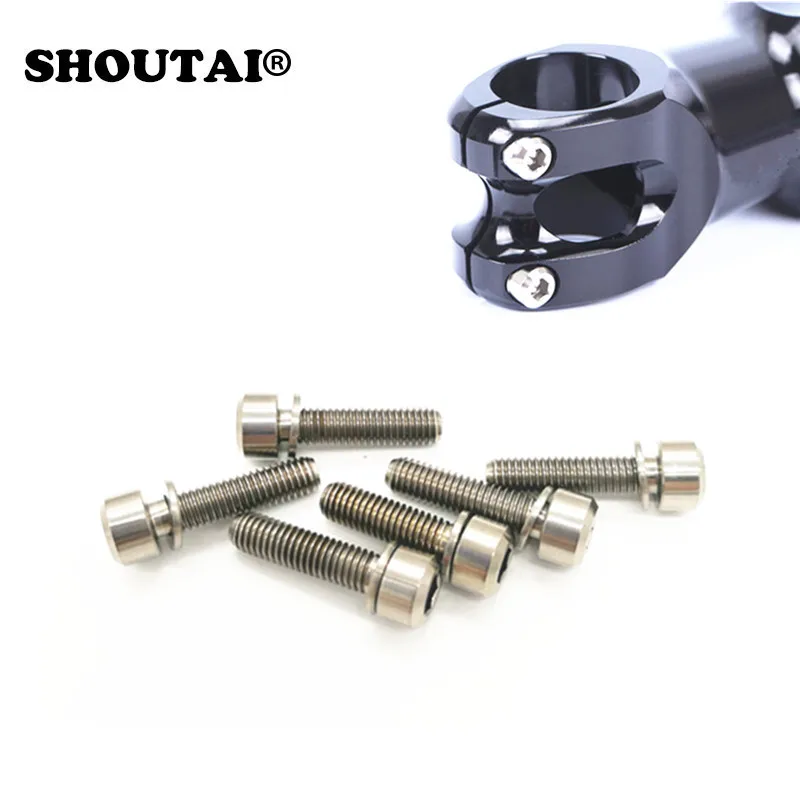 6PcsRISK Mountain Bike Stem Screw Stigma Head Ultralight Titanium Bolt With Gasket Bicycle M5x18/20 mm parts|bike stem|mountain bike stemstem screw |
