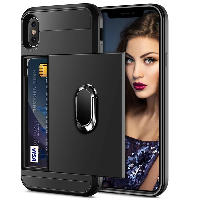 Защитный сдвигающийся ударопрочный чехол для телефона для iPhone 11 X XR XS Max Pro демонстрационный держатель для колец для iPhone 11 7 8 6 6S Plus чехол