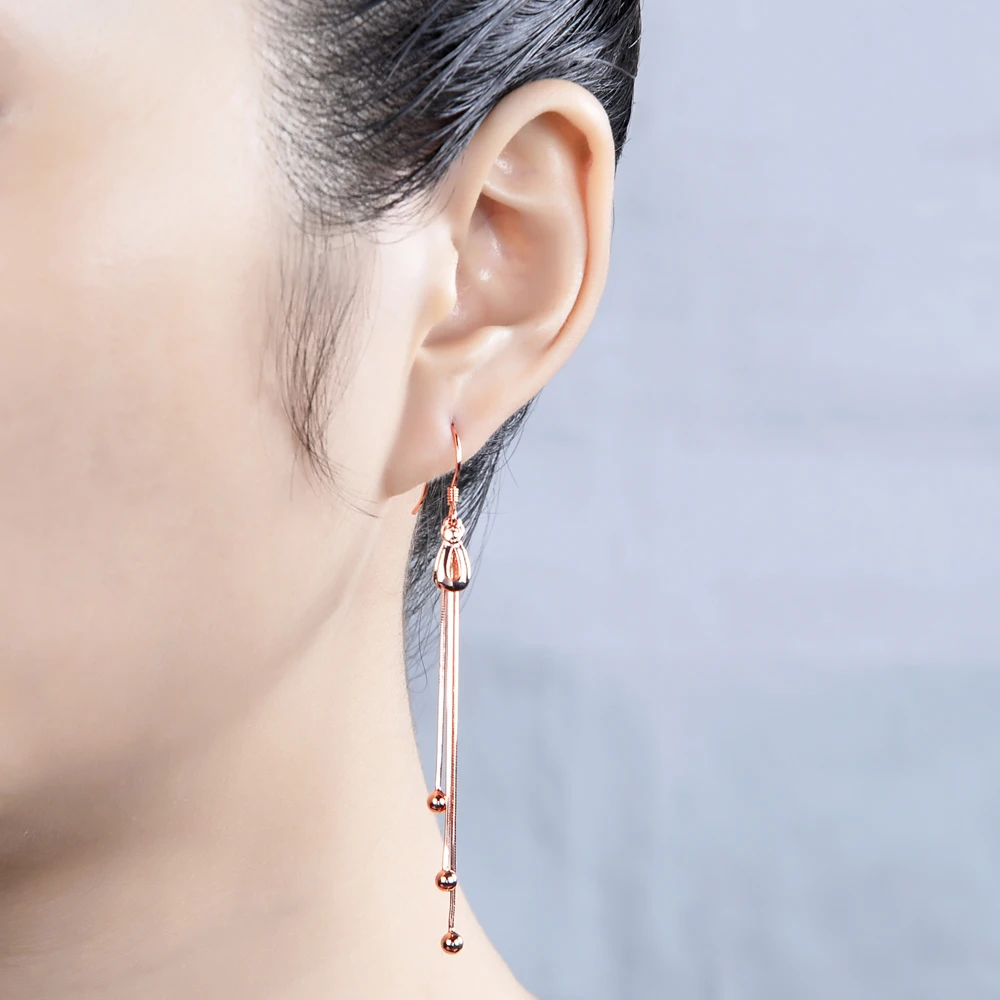 Minimalist 100% 925 Sterling Silver Earrings Girls Favorite Drops Tassel Pendant Design Solid Free Shipping | Украшения и