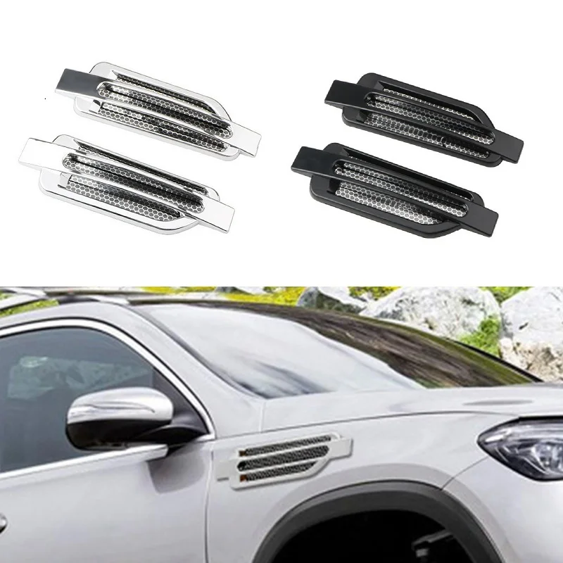 

2 шт./компл. АБС-пластик, боковая решетка воздушного потока автомобиля, серебристо-черный Автомобильный капот, воздухозаборник, боковой брыз...