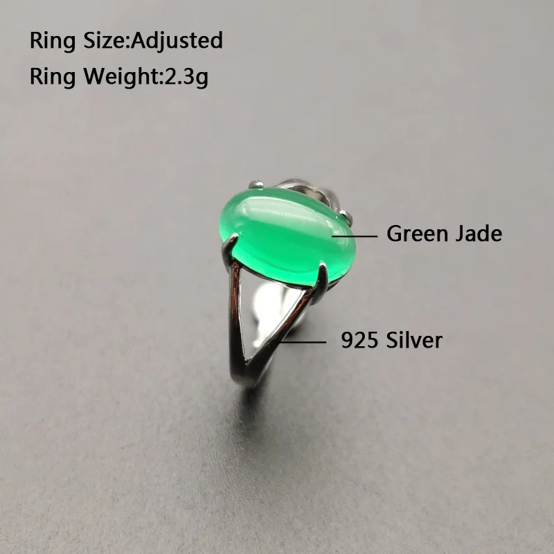 Jadery открытые серебряные кольца для женщин натуральный желтый зеленый нефрит