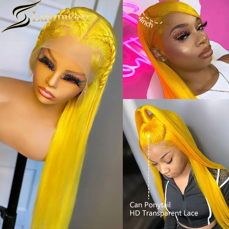 

Yellow 613 Blonde HD 13x4 Lace Frontal Wig Glueless Transparent Full Pre Plucked Wig Bleached Knots Human Hair Wigs For Women 30